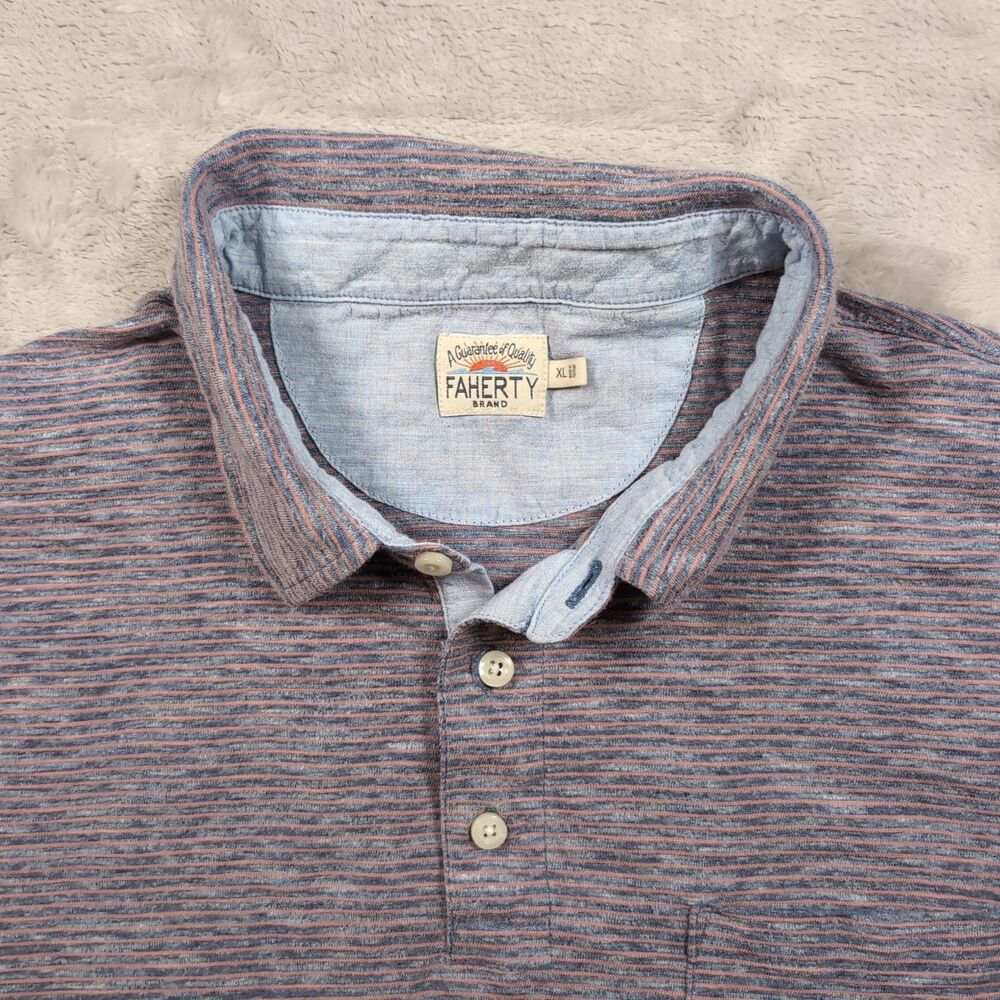 Faherty‎ Brand Heathered Polo Shirt Men's XL Purple Casual Lightweight